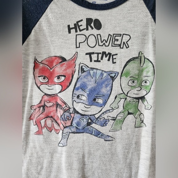 PJ Masks Super Hero Power Time Raglan T Shirt Top Kids Size 5T Disney - Picture 6 of 10